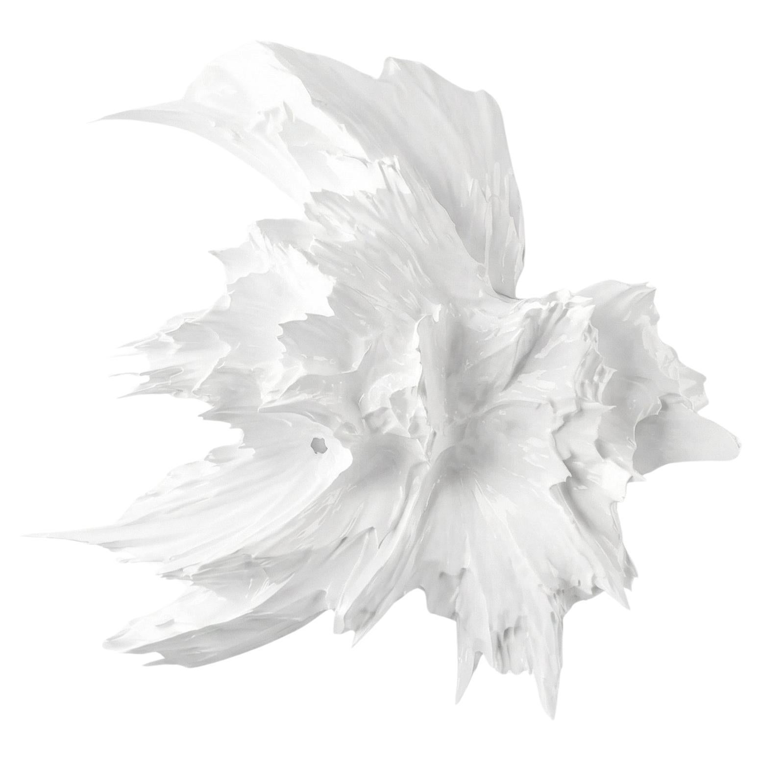Spectra, escultura de pared grande, abstracta y con forma de fractura, Lux White