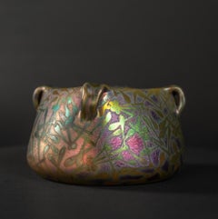 Spectral Seed Iridescent Art Nouveau Bowl by Clement Massier