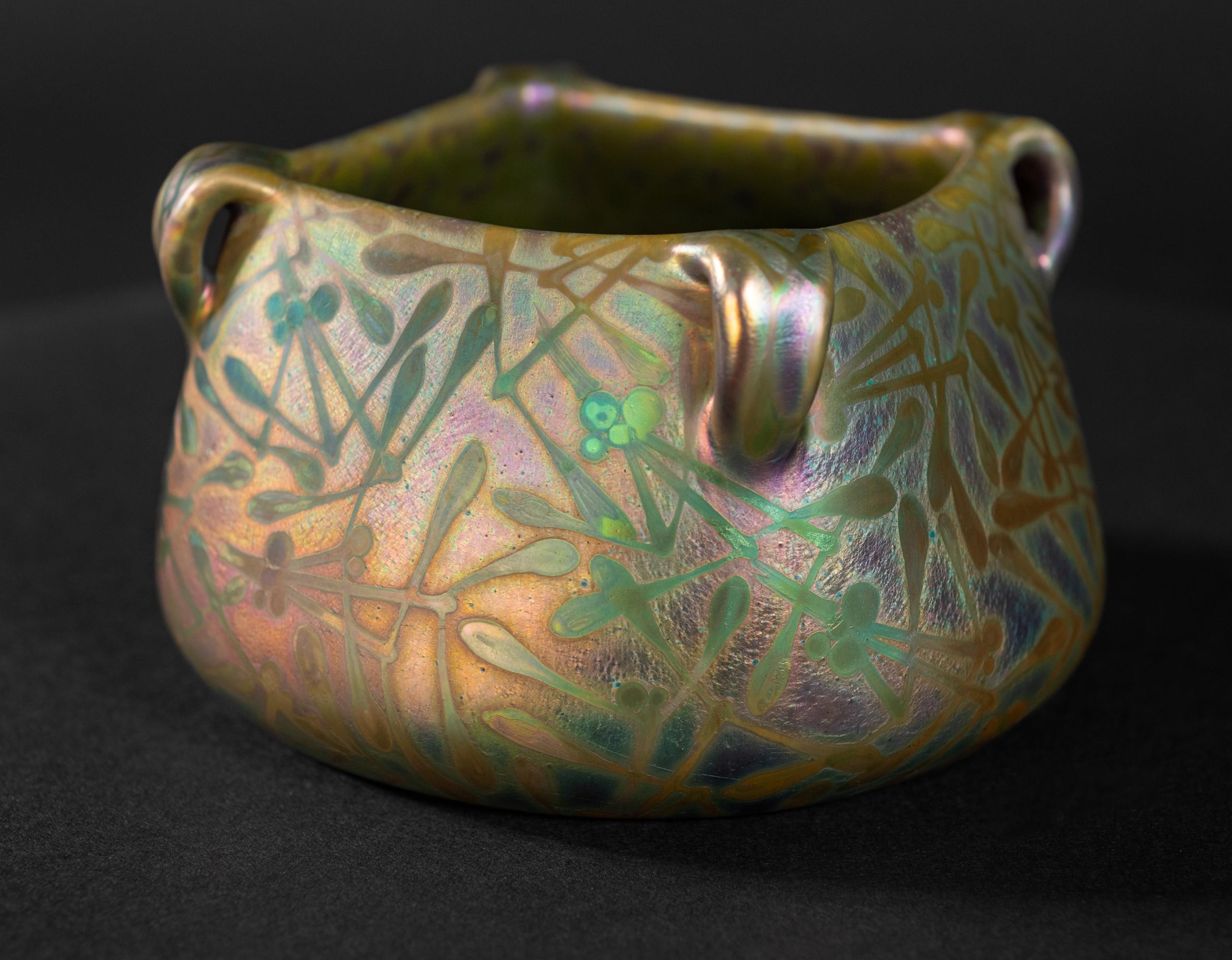 Early 20th Century Spectral Seed Iridescent Art Nouveau Bowl by Clement Massier For Sale