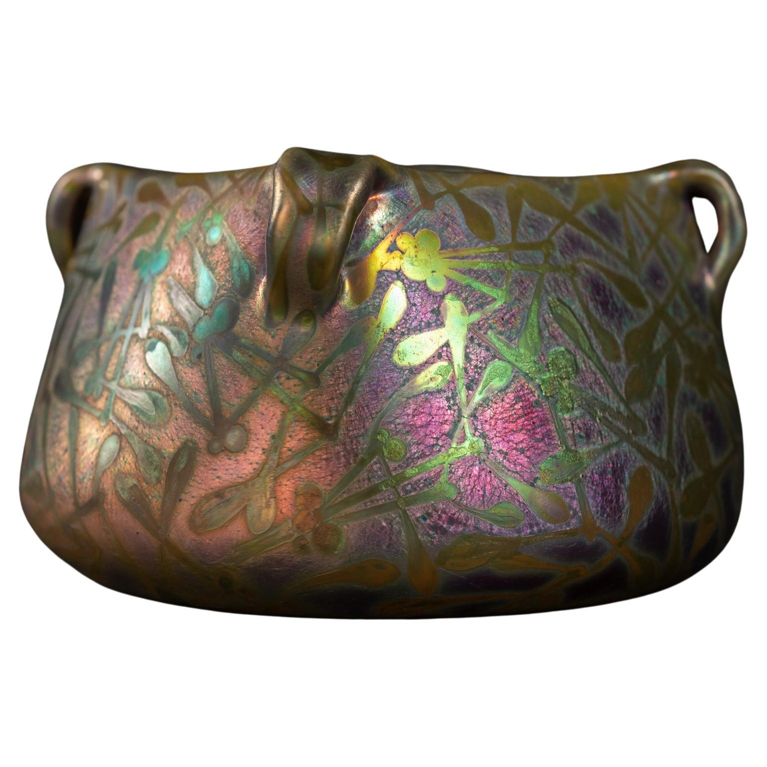 Spectral Seed Iridescent Art Nouveau Bowl by Clement Massier For Sale