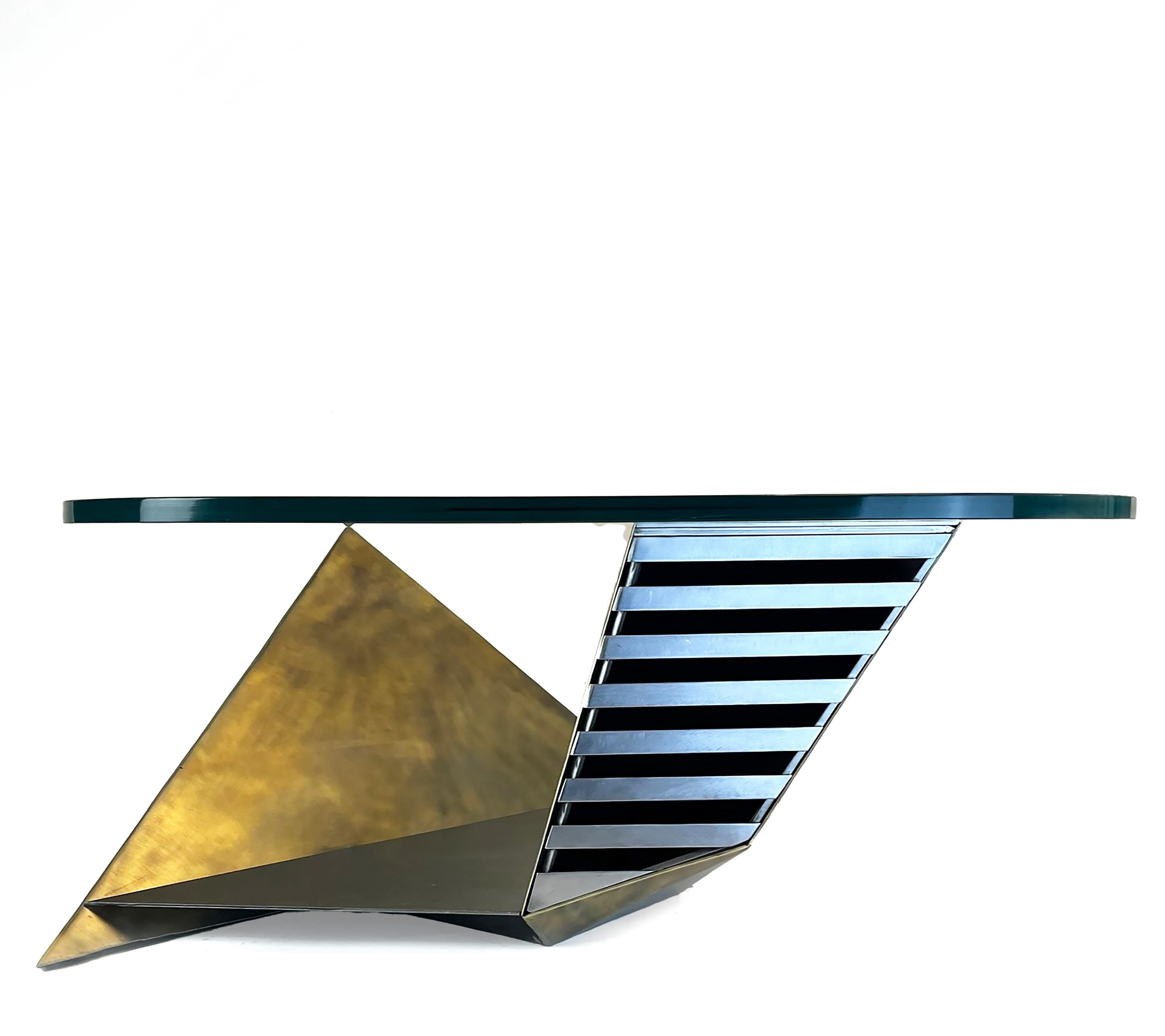 The sculptural Spectre Coffee Table is a work of art inspired by the dystopian battle-scapes of the 90s computer game 