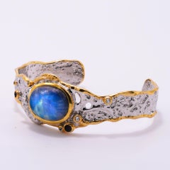 Spectrolite Bracelet with Blue Sapphire and Blue Topaz — Sterling Silver & Gold