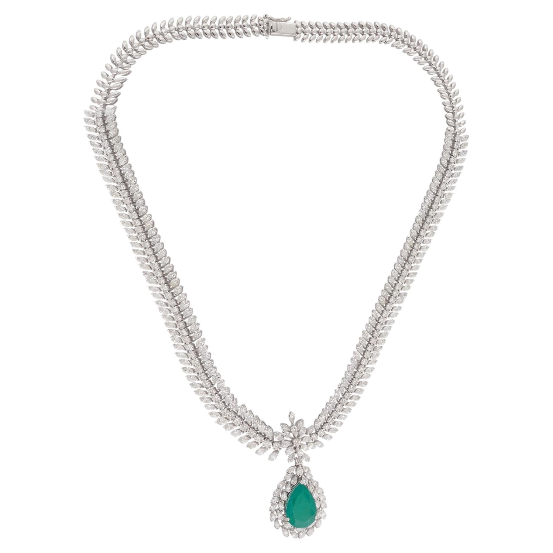 Spectrum 5.14ct Emerald & 16ct Diamond Articulated Statement Drop Necklace