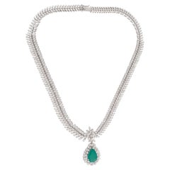 Spectrum 5.14ct Emerald & 16ct Diamond Articulated Statement Drop Necklace