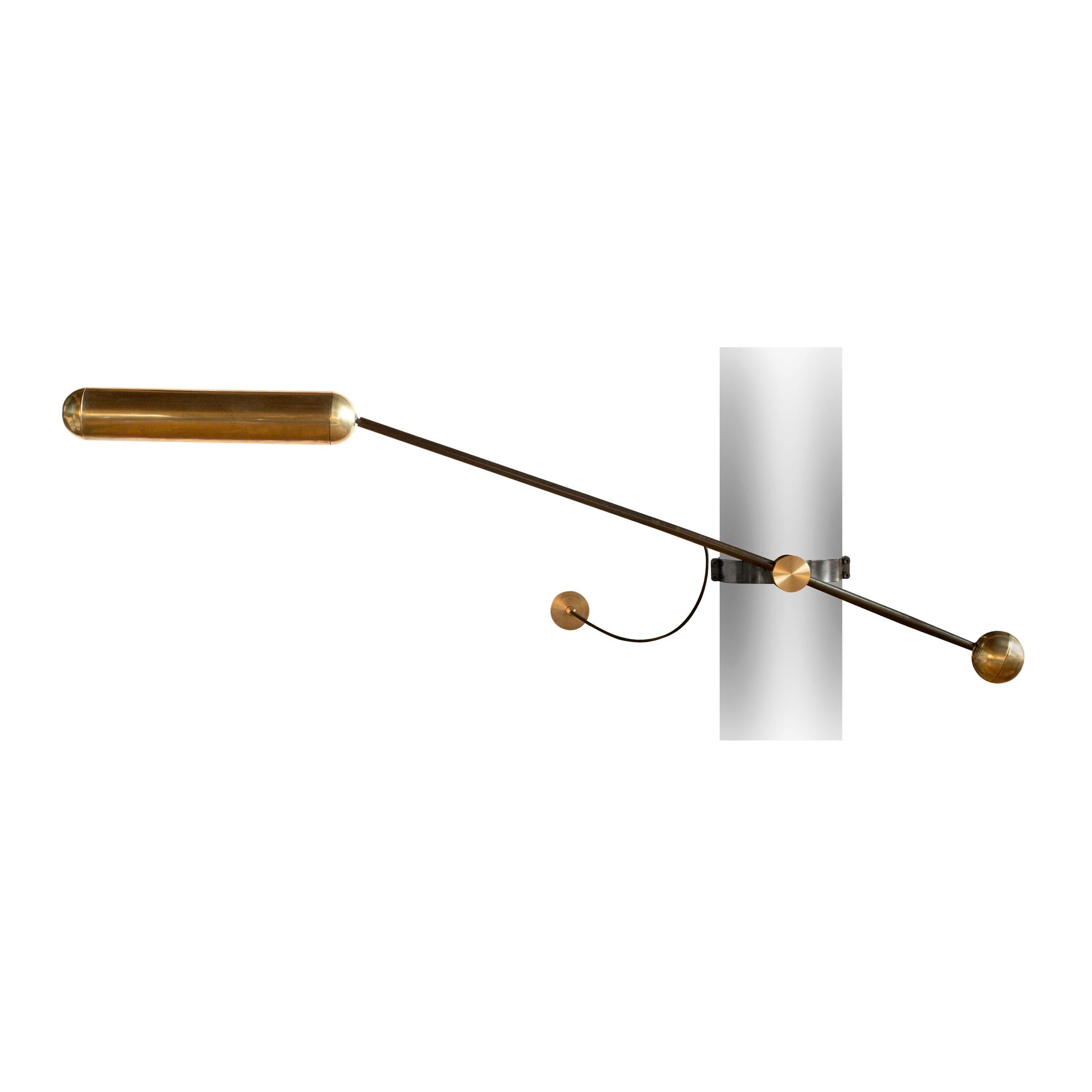 Spectrum Hand-Sculpted Brass Column Wall Lamp by Jan Garncarek
