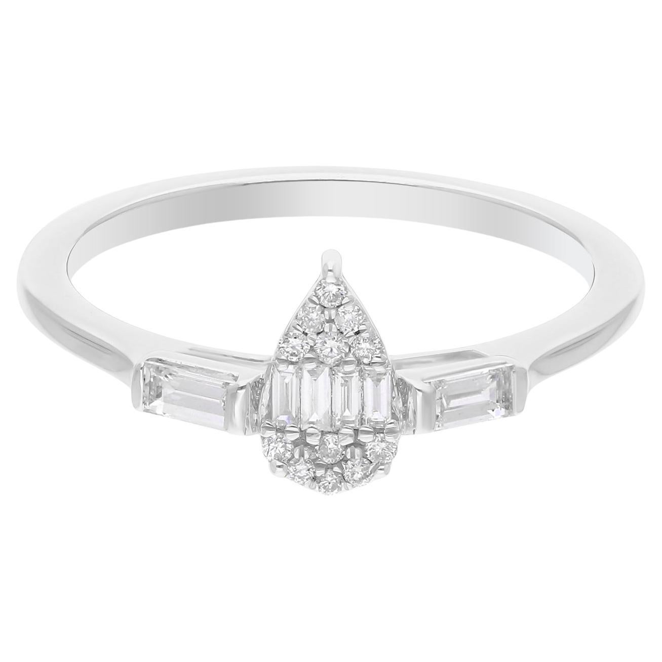 Spectrum Jewels 0,31 Carati SI Chiarezza HI Colore Anello con Diamante 18 Carati Oro Bianco