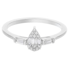 Spectrum Jewels 0,31 Carati SI Chiarezza HI Colore Anello con Diamante 18 Carati Oro Bianco