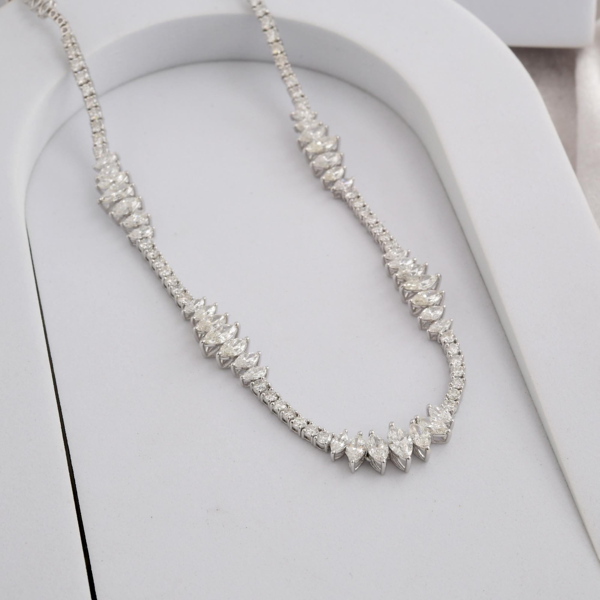 Spectrum Jewels 11.75 Carat SI/H Diamond 14 Karat White Gold Chain Necklace en venta 1