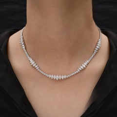 Spectrum Jewels 11.75 Carat SI/H Diamond 18 Karat White Gold Chain Necklace