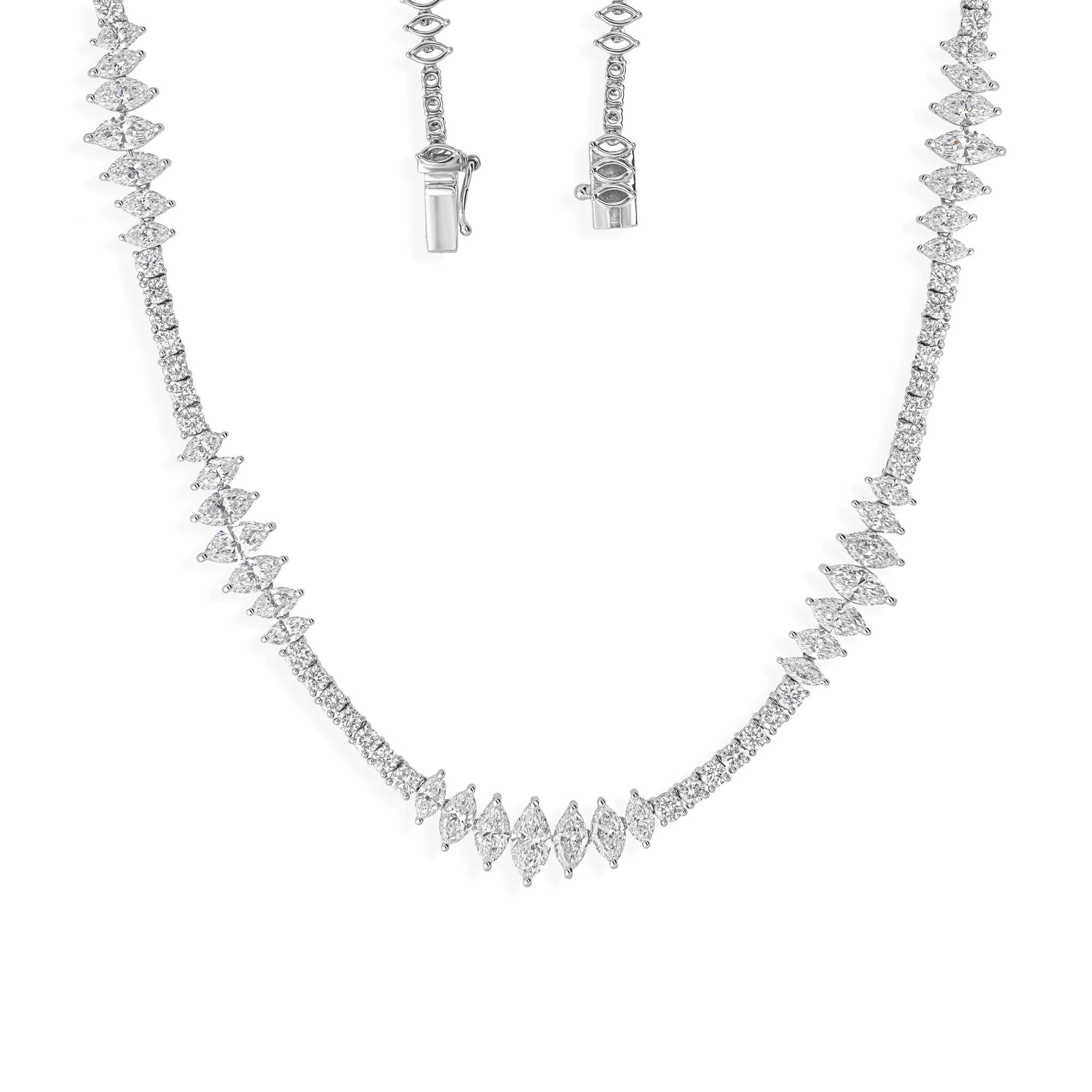 H & H Jewels Collier à chaîne en or blanc 18 carats et diamant de 11,75 carats SI/H Neuf - En vente à Diera, Dubai
