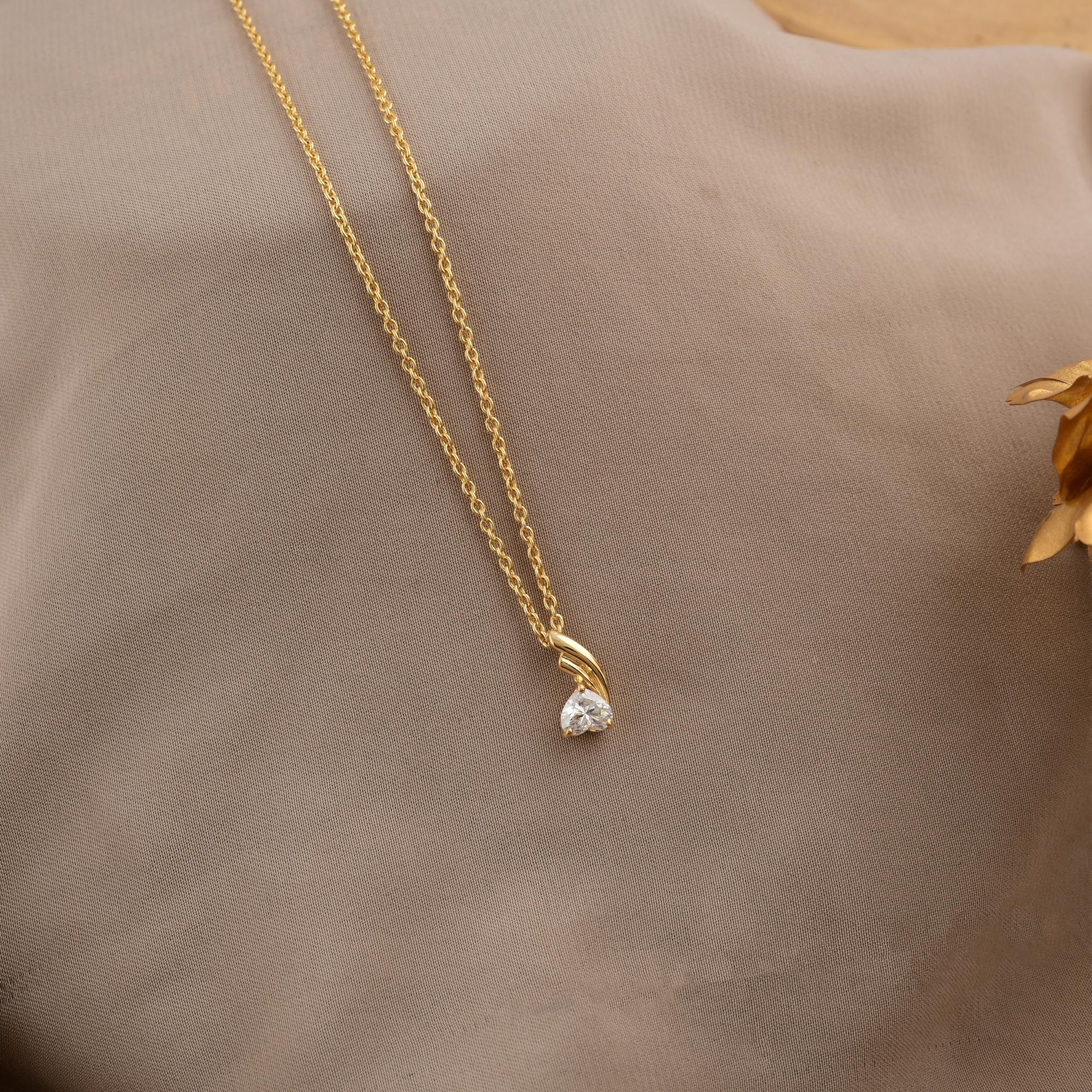 H & H Jewels Collier à chaîne avec pendentif en or jaune 14 carats SI/H et diamant en vente 1