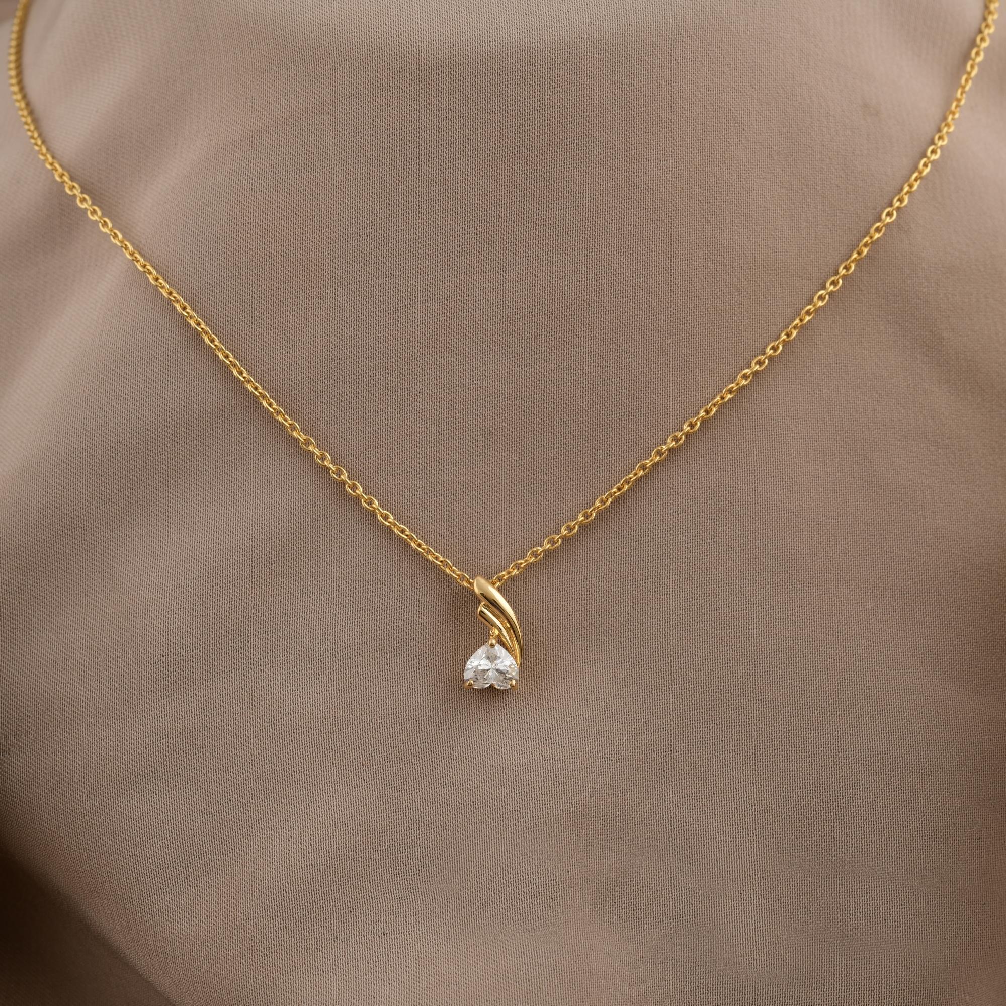 H & H Jewels Collier à chaîne avec pendentif en or jaune 14 carats SI/H et diamant en vente 2