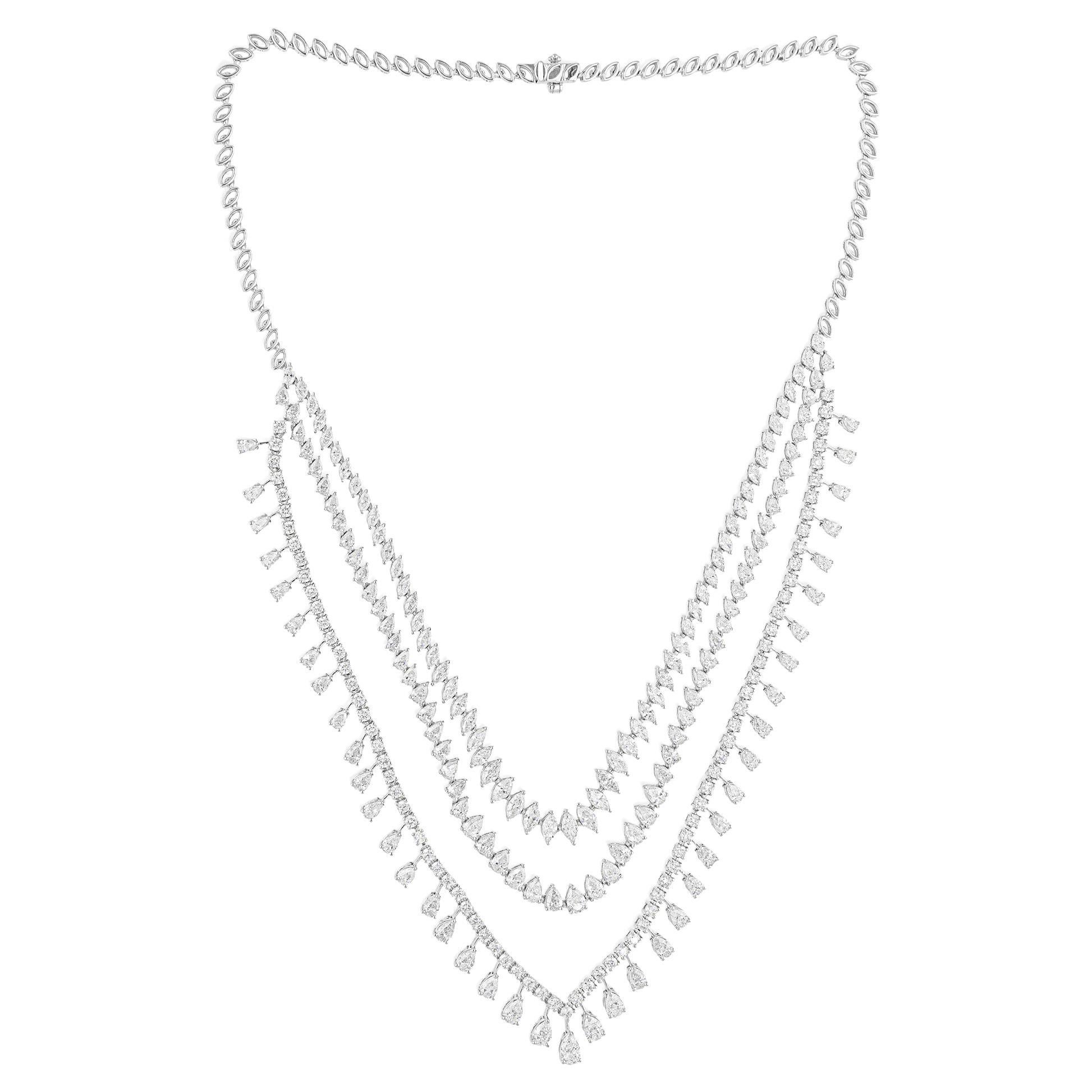 Spectrum Jewels 17,5 Karat SI Reinheit HI Farbe Multi Diamant Weißgold Halskette
