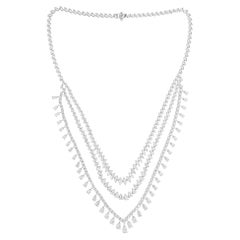 Spectrum Jewels 17.5 Carat SI Clarity HI Color Multi Diamond White Gold Necklace