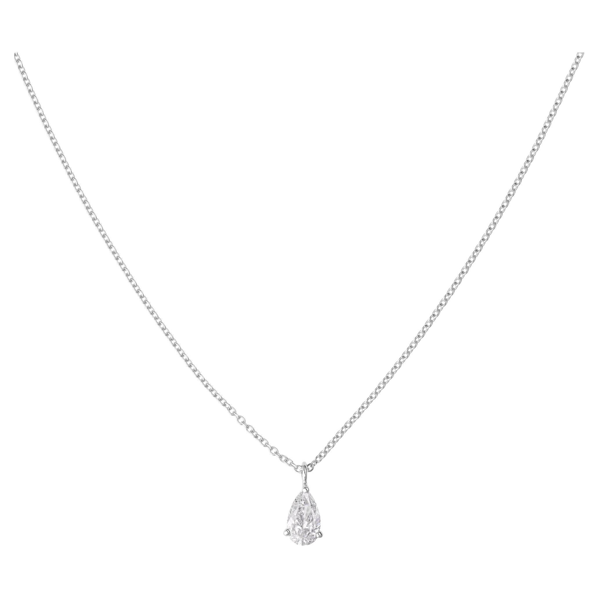 H 
H Jewels Collier en or blanc 18 carats avec solitaire en poire et diamant SI/H