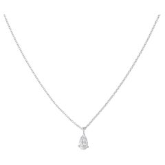 0.51 Ct Pear Cut Diamond Solitaire 18K White Gold Teardrop Necklace