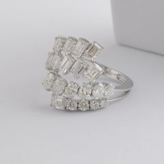 Spectrum Jewels 18K White Gold 3.32 Carat Multi Shape Diamond Wide Band Ring
