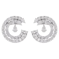 Spectrum Jewels 18K White Gold Round Brilliant 5.21Ct Diamond Hoop Earrings
