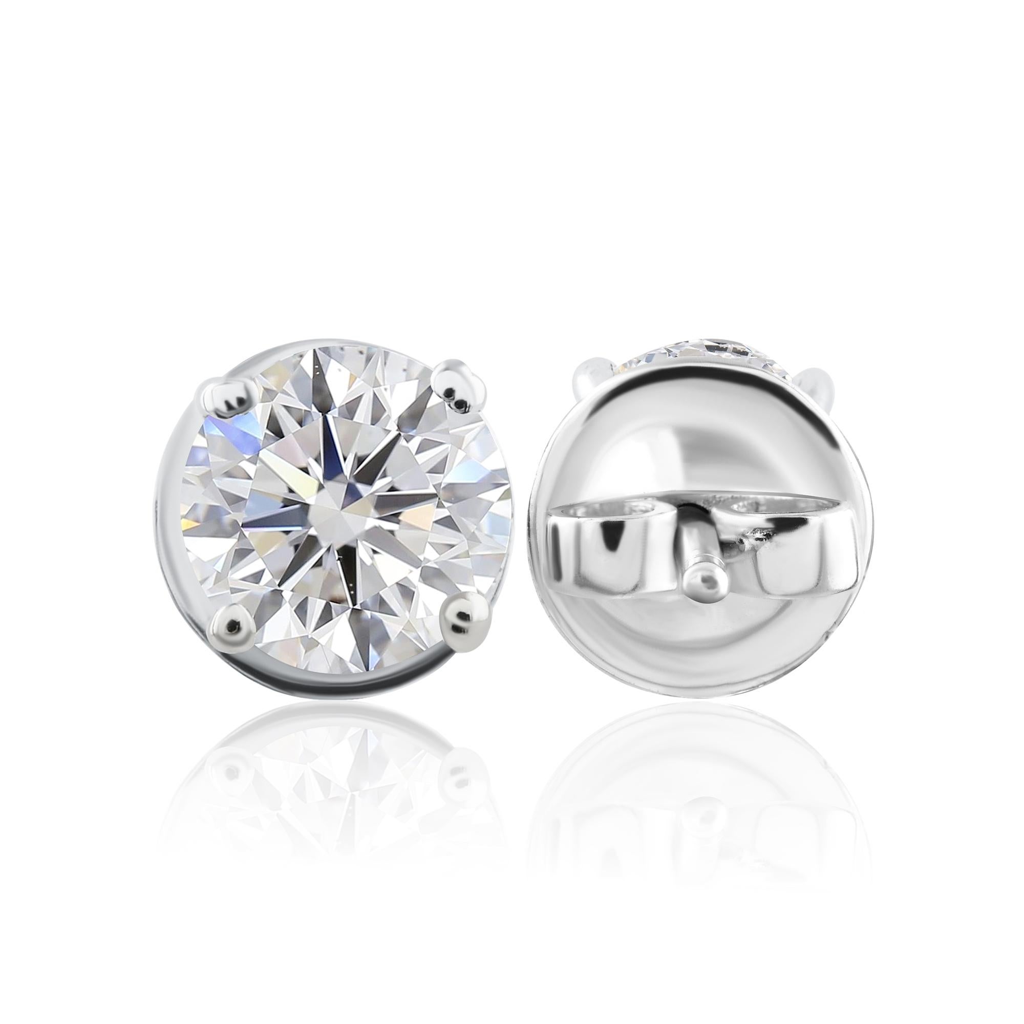 Moderno Spectrum Jewels 1.9Ct SI/H Round Diamond 9K White Gold Solitaire Stud Earrings in vendita