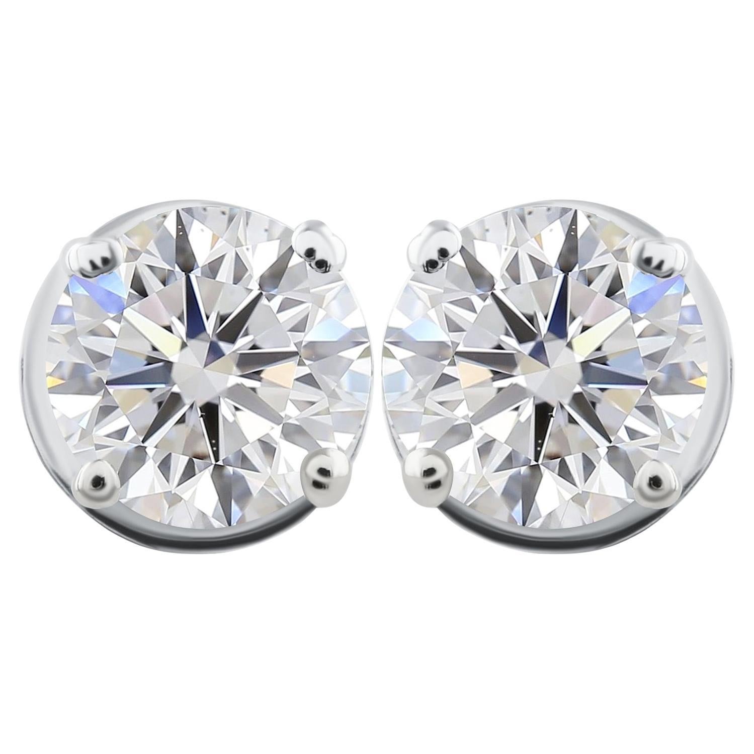 Spectrum Jewels 1.9Ct SI/H Round Diamond 9K White Gold Solitaire Stud Earrings