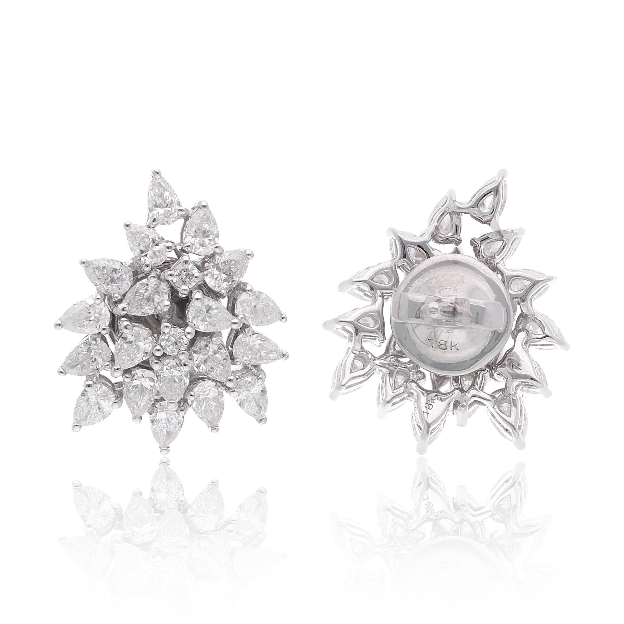 H & H Jewels 2.10Ct SI/H Natural Diamond Cluster Stud Ears 14k White Gold Neuf - En vente à Diera, Dubai