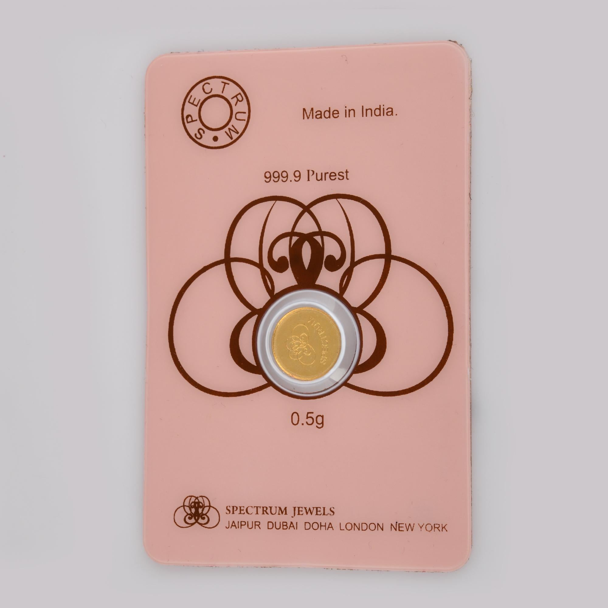 Modern Spectrum Jewels 24 Karat Yellow Gold Coin 0.5 grams For Sale