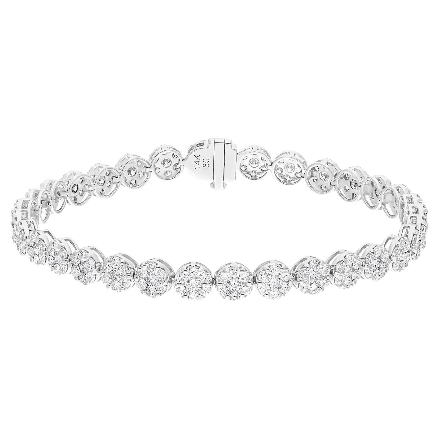 Spectrum Jewels 5.7 Carat SI/H Diamond 14k White Gold Fine Disc Charms Bracelet