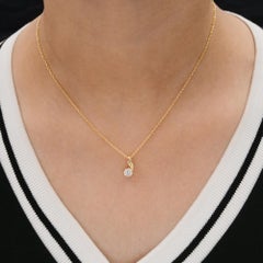 Real 0.6 Ct Diamond Round Cut Solitaire 18k Yellow Gold Pendant Necklace