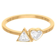 Spectrum Jewels Heart Trillion Shape Diamond Ring 14 Karat Yellow Gold Jewelry