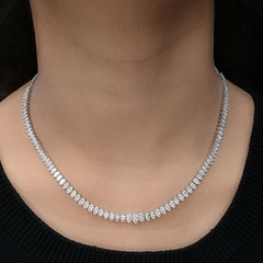 Spectrum Jewels 14K White Gold 8.97Ct SI/H Marquise Diamond Tennis Necklace