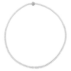 Spectrum Jewels 18K White Gold 8.97Ct SI/H Marquise Diamond Tennis Necklace