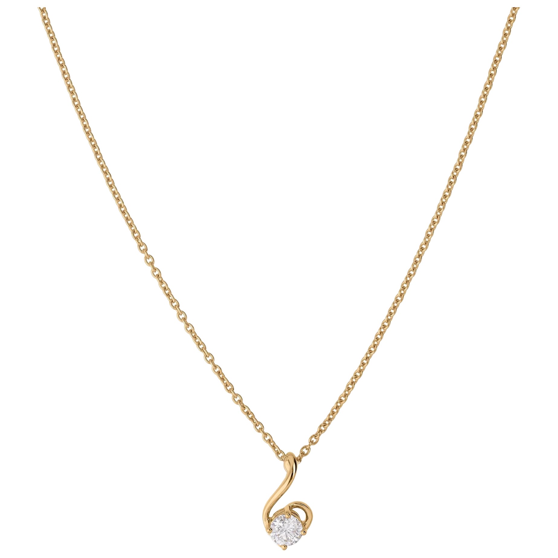 Spectrum Jewels Collana Minimal in oro giallo 14 carati con diamanti rotondi H. H. in vendita