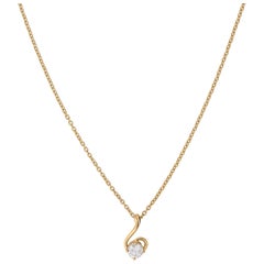 H & H Jewels Minimal Collier à chaîne en or jaune 14 carats et diamants ronds SI/H