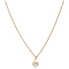 H & H Jewels Minimal Collier à chaîne en or jaune 18 carats et diamants ronds SI/H