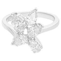 Spectrum Jewels, bague en or blanc 14 carats, diamant poire 1,21 carat, pureté SI, couleur hi-colore