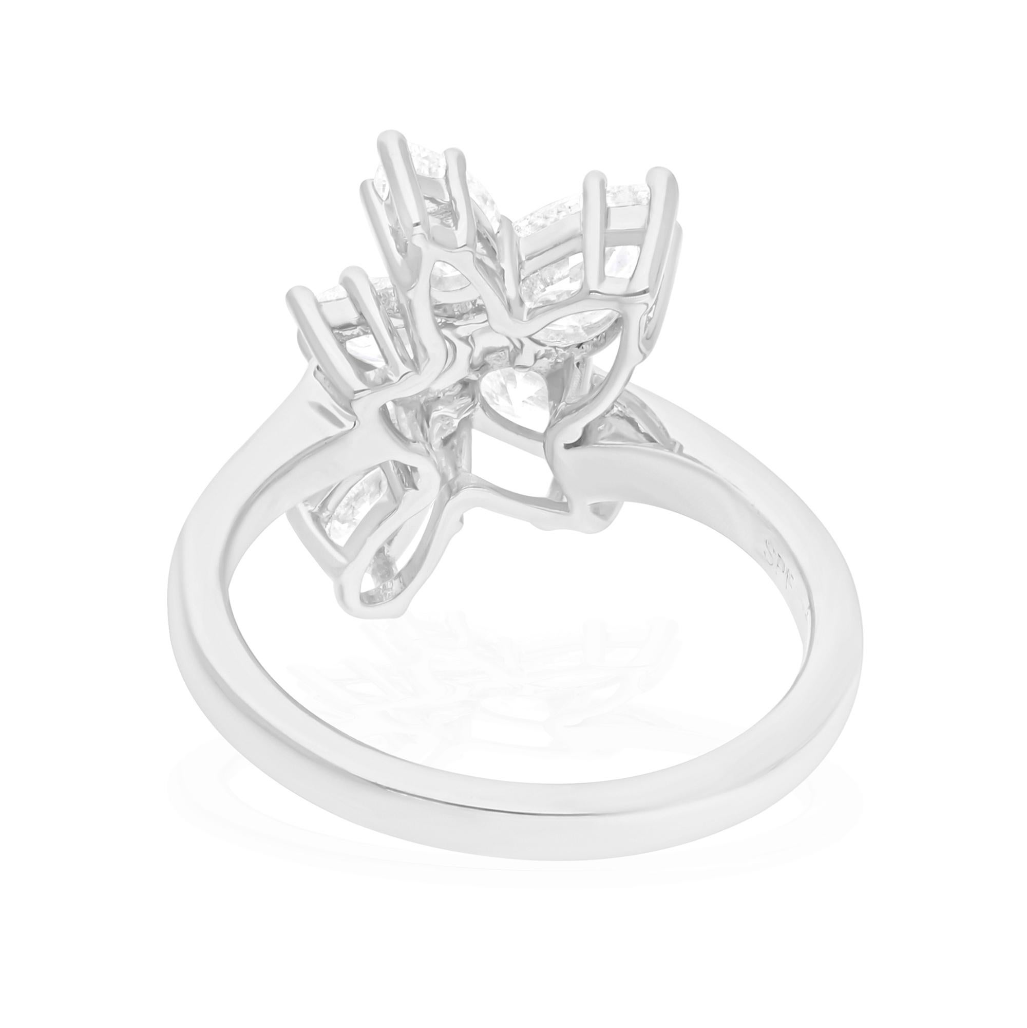 Modern Spectrum Jewels Pear 1.21 Ct SI Clarity HI Color Diamond 18k White Gold Ring For Sale