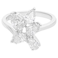 Spectrum Jewels Pear 1.21 Ct SI Clarity HI Color Diamond 18k White Gold Ring