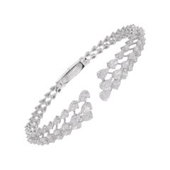 Spectrum Jewels Pear Cut SI/H Diamond Open Cuff Bracelet 14k White Gold Jewelry