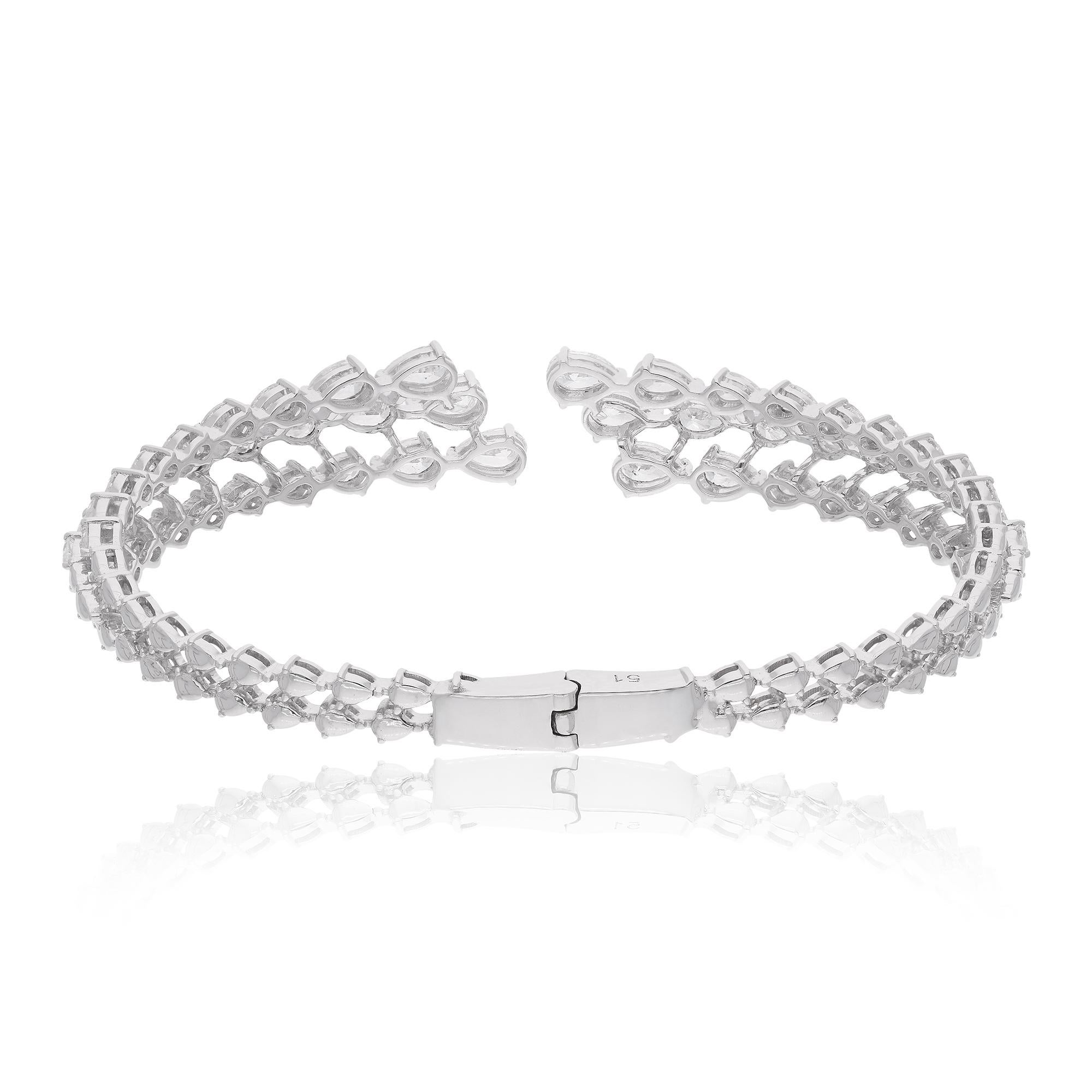 Spectrum Jewels Pulsera abierta de diamantes talla pera SI/H Joyas de oro blanco de 18k en Nuevo estado para la venta en Diera, Dubai