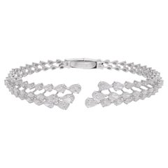 Spectrum Jewels Bracelet manchette ouvert en or blanc 18k avec diamants SI/H taille poire