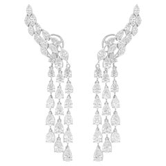 Spectrum Jewels Boucles d
oreilles en or blanc 18 carats avec diamants taille marquise poire 9,48 carats SI/H