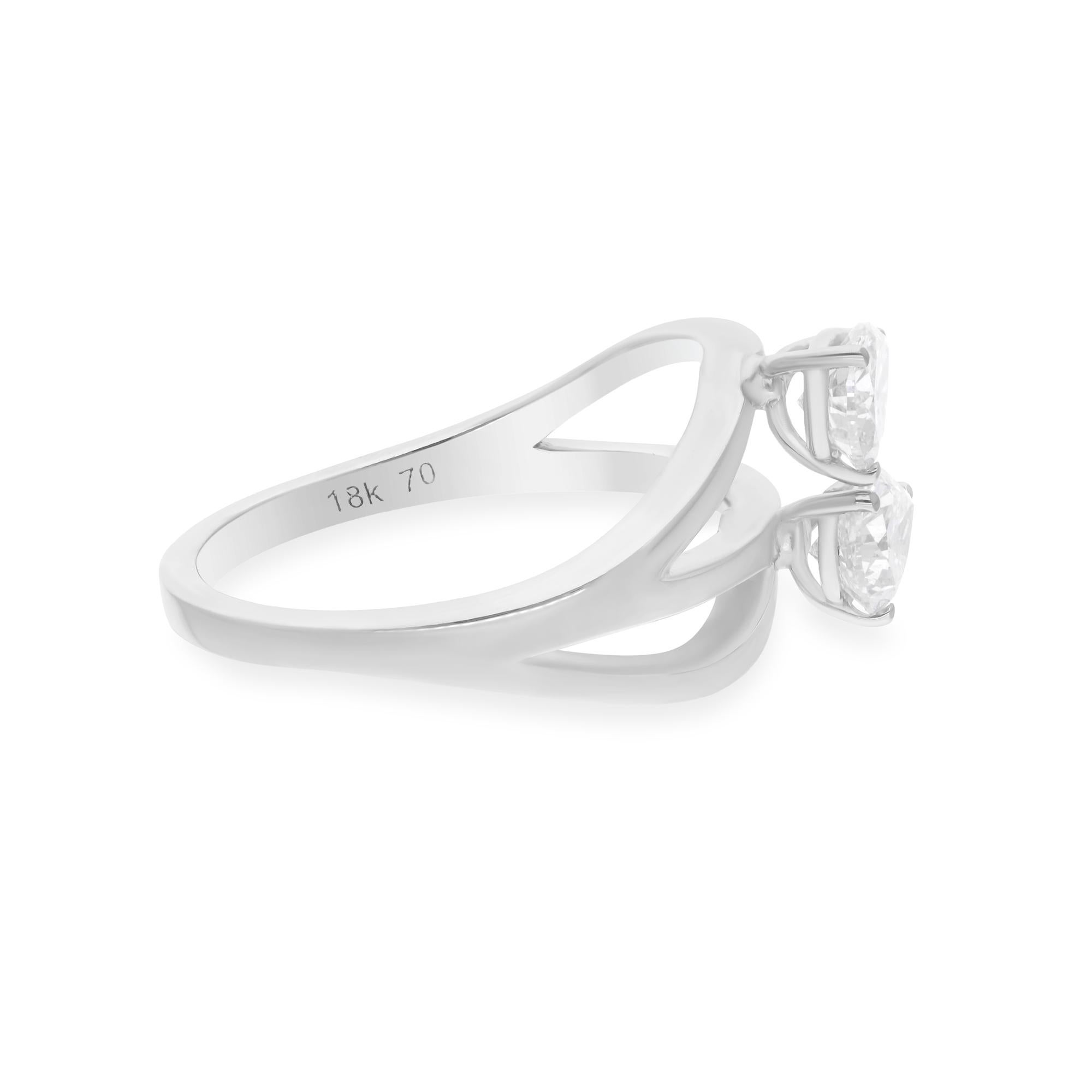Spectrum Jewels Pear Shape 1.05 Ct SI Clarity HI Color Diamond White Gold Ring In New Condition For Sale In Diera, Dubai
