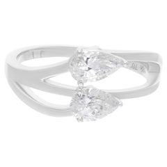 Spectrum Jewels Anillo de oro blanco con diamante en forma de pera de 1,05 ct y claridad SI y color HI