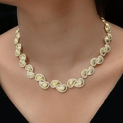 Spectrum Jewels Round Cut 4.55Ct Natural Diamond Statement Necklace 18K Gold