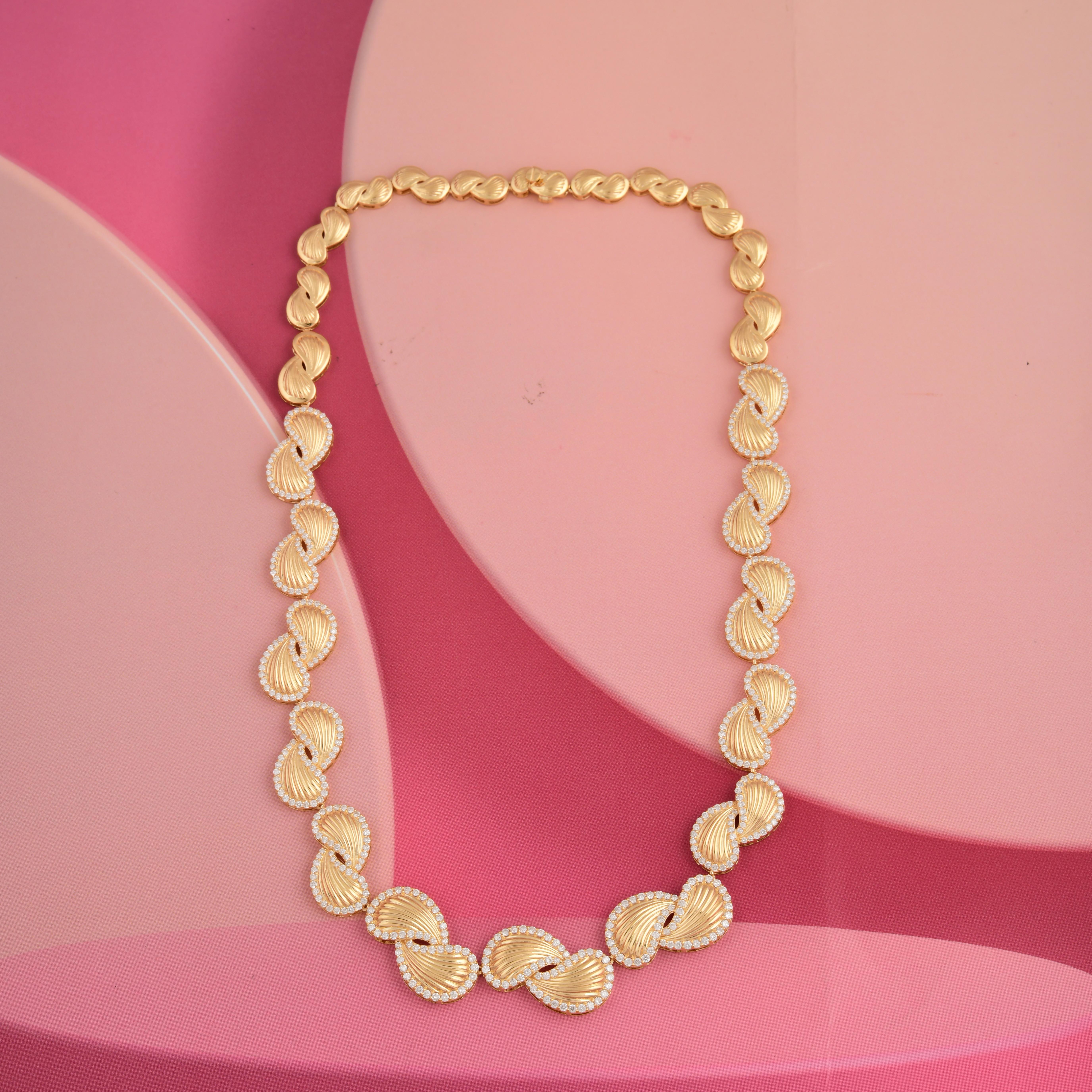 Taglio rotondo Spectrum Jewels Collana con diamanti naturali taglio rotondo da 4,55 carati in oro 18 carati in vendita