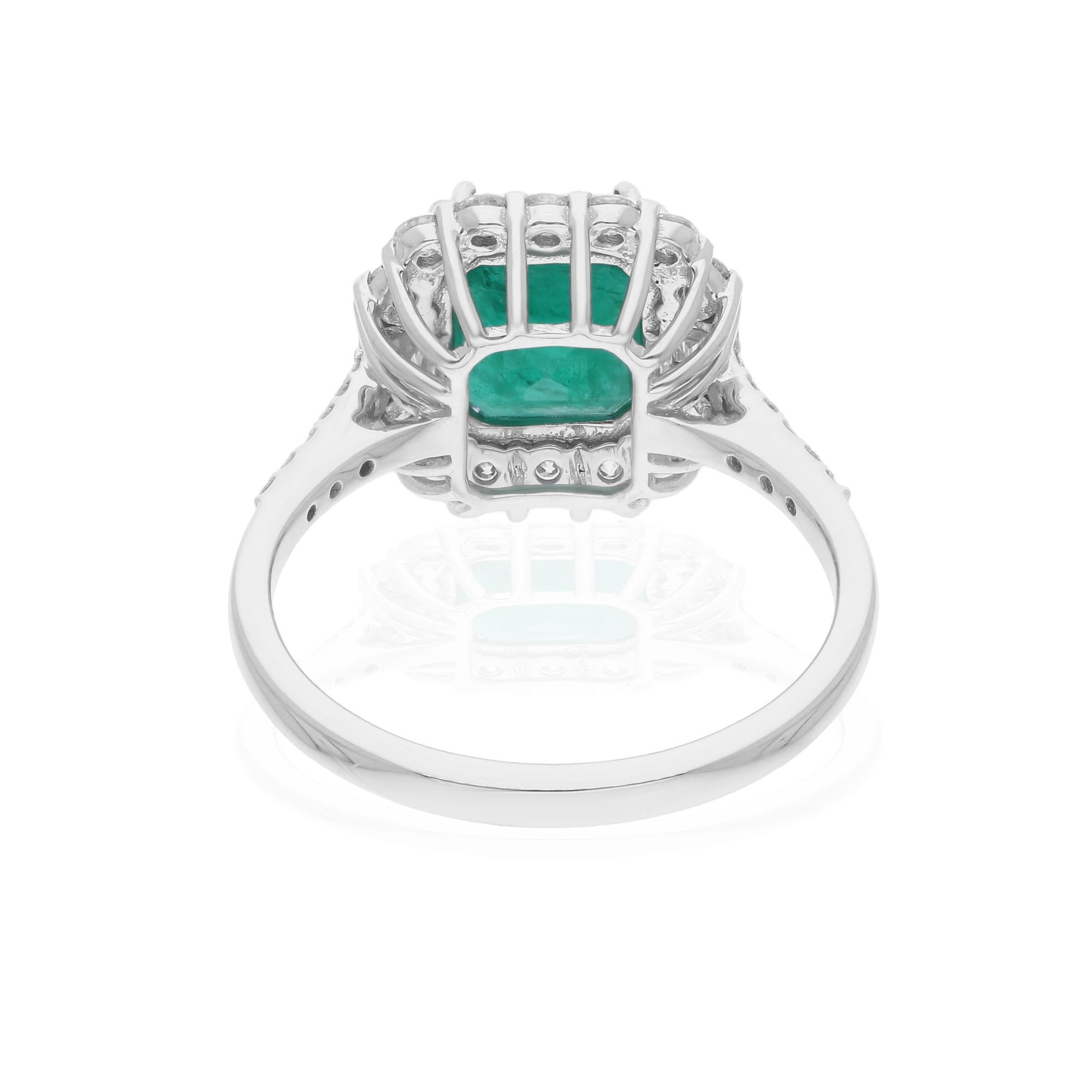 Spectrum Jewels sambischer Smaragdring SI/H Diamant 14 Karat Weißgold Schmuck (Moderne) im Angebot