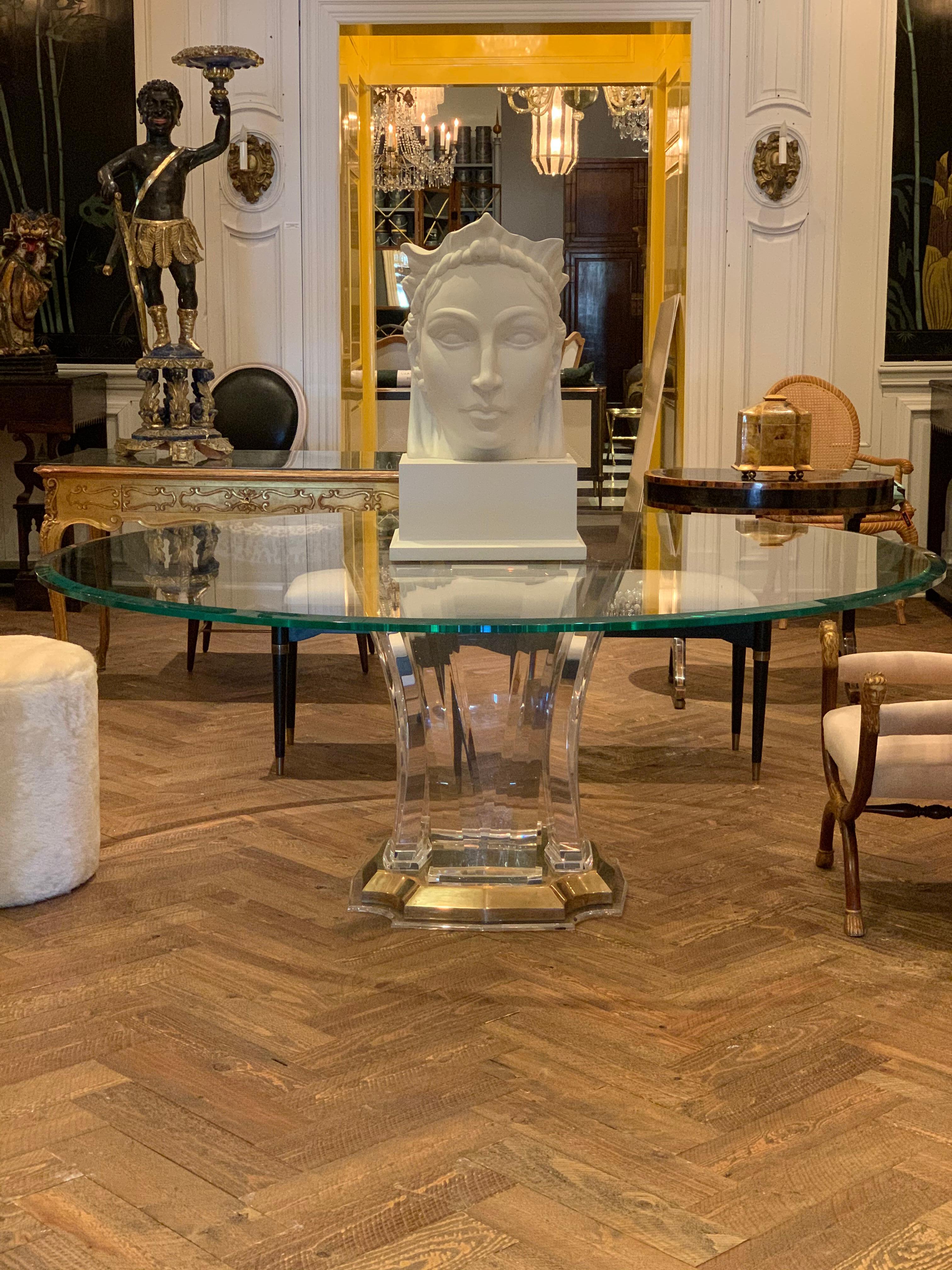 This listing is for a massive spectrum Jerusalem acrylic and bronze dining table base. This spectacular base features their 3