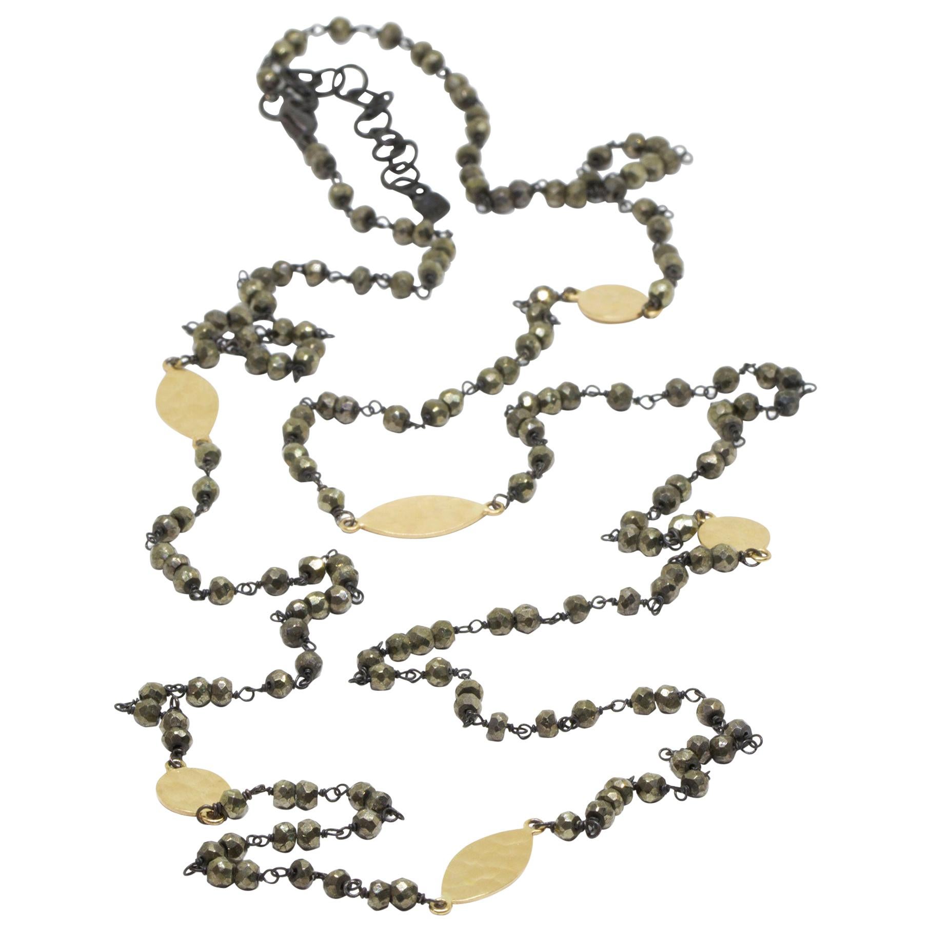 Spectrum Pyrite Gold & Oxidized Necklace For Sale