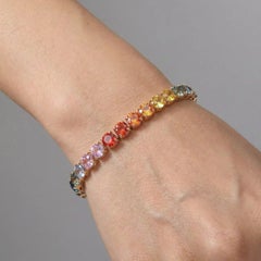 Spectrum Radiance Sapphire 14K (Custom) Yellow Gold Tennis Bracelet