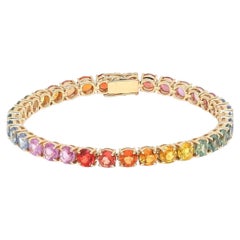Spectrum Radiance Sapphire 14K (Custom) Yellow Gold Tennis Bracelet